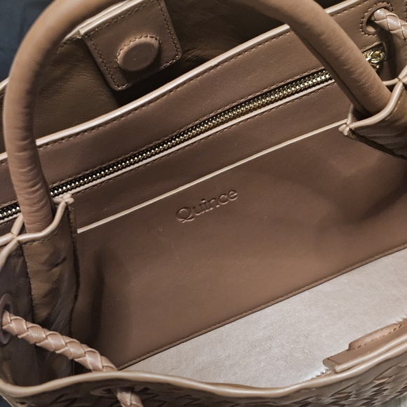 Quince Italian Leather Handwoven Purse - Woven Tote Shoulder Bag Handbag Brown - Picture 8 of 14